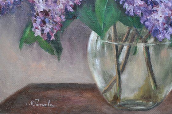 Lilac bouquet original oil painting