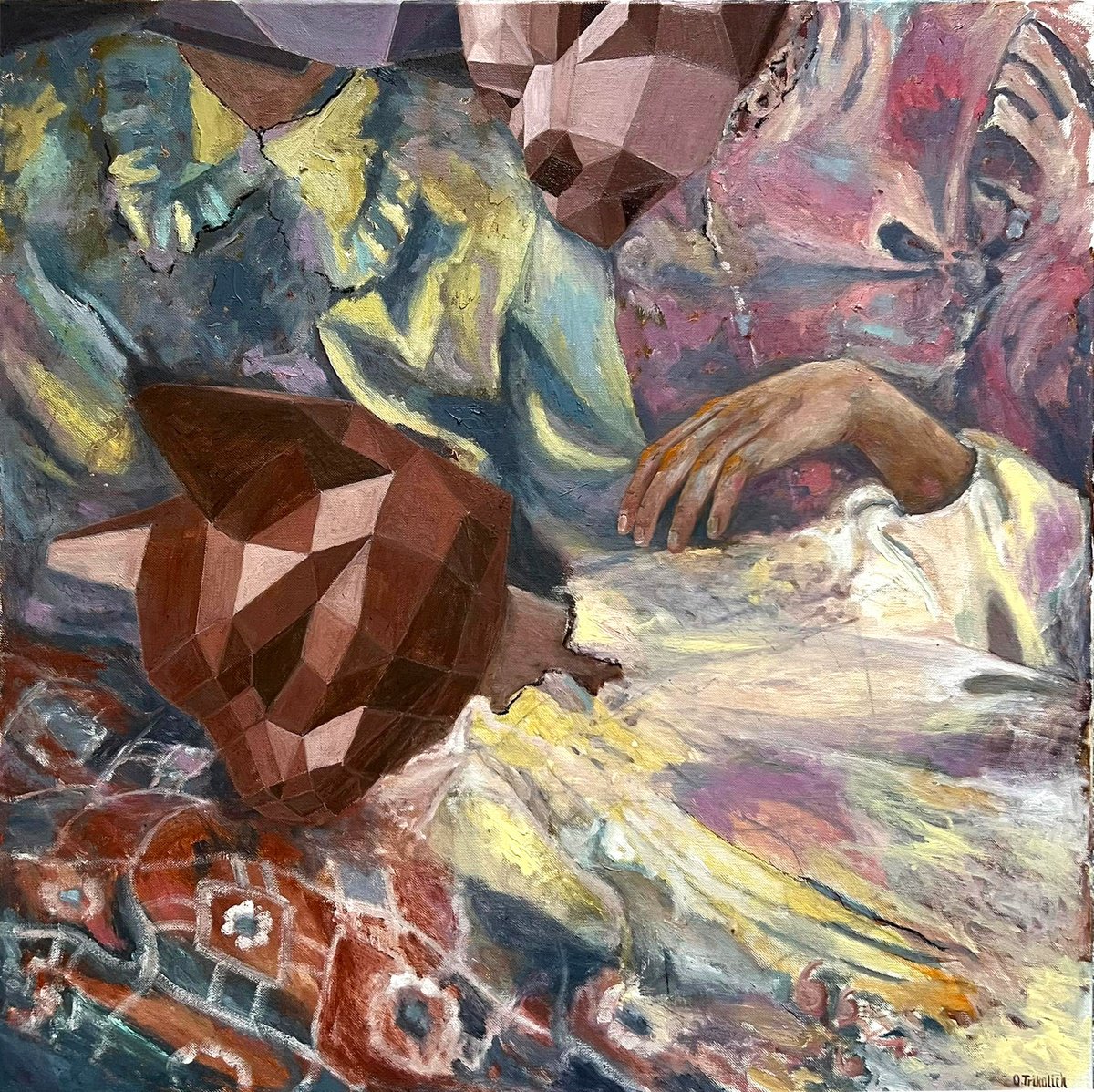 Expressive Portrait Oil Painting By Olha Trykolich, 28 X 28", The Games Of Thrones, Original Artwork