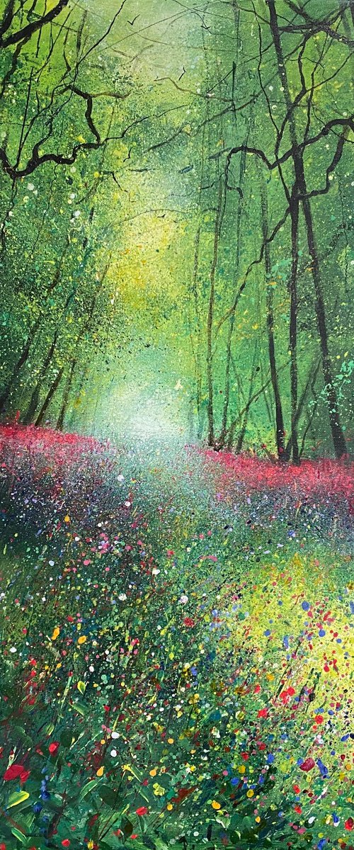 Spring Woodland with Foxgloves & Wildflowers by Teresa Tanner