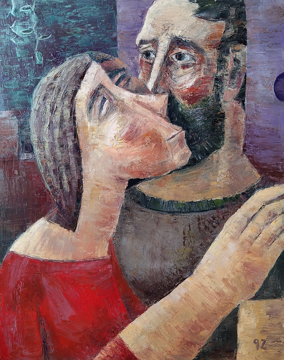 Expressive Oil Painting , Unexpected Meeting By Gegham Hunanyan, 16 X 20, Artwork For Sale On Artfinder