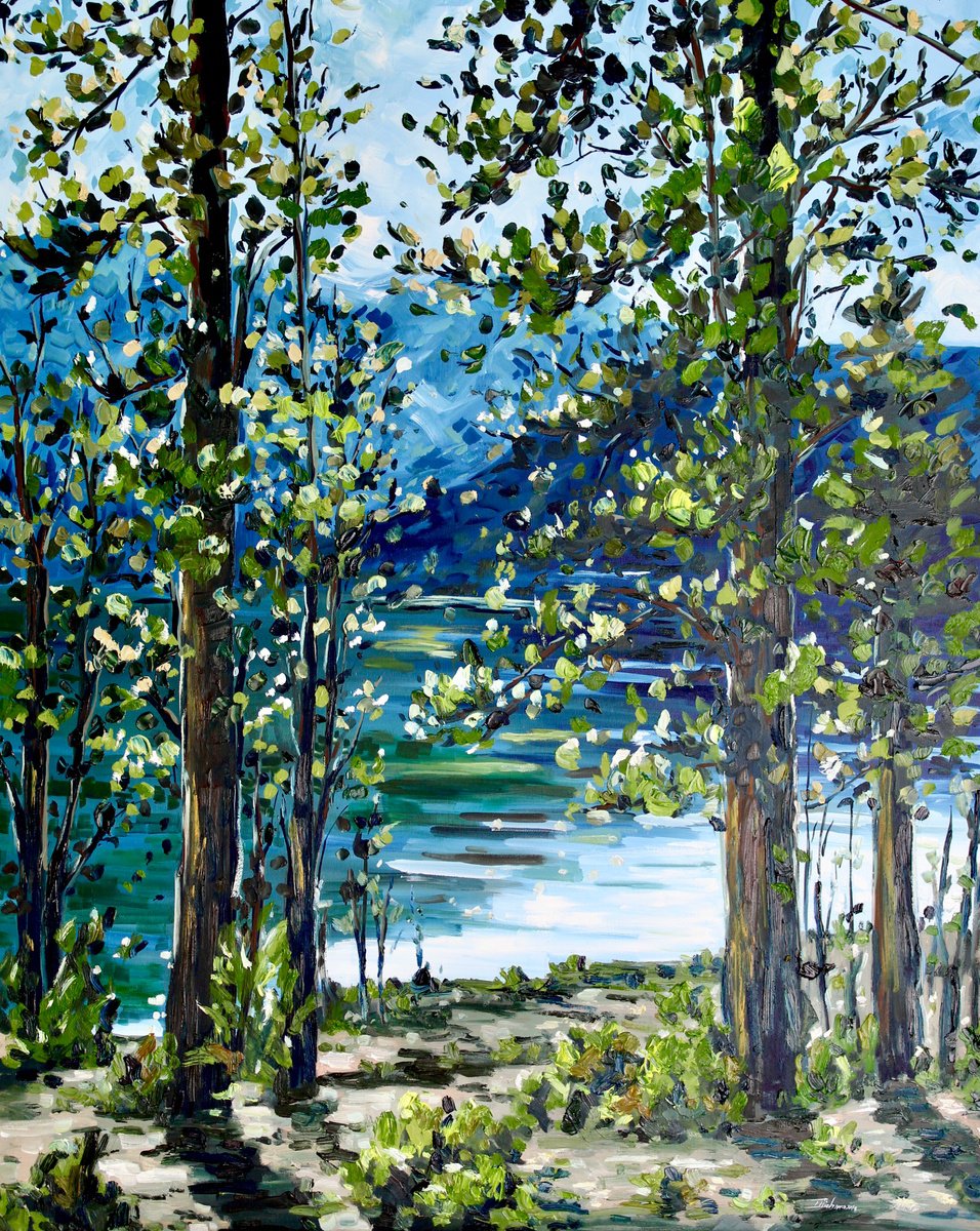 Impressionistic Landscape Oil Painting By Liza Illichmann, 31 X 39", Escape, Original Artwork