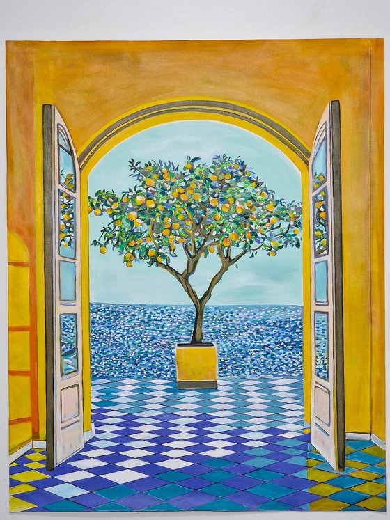 Seascape with lemon tree