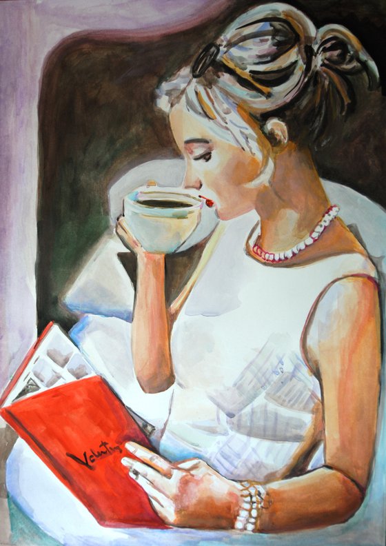 Girl with a book / 70 x 49.5 cm