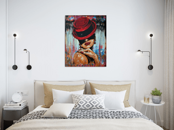 In The Shade - Large Fashionable Original Home Decor Art  On The Deep Edge Canvas Ready To Hang