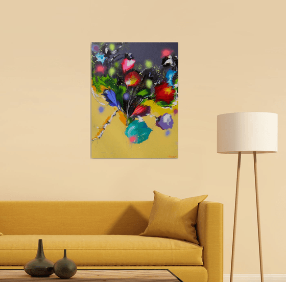 "Festive Bouquet" Abstract Painting 60 x 80cm