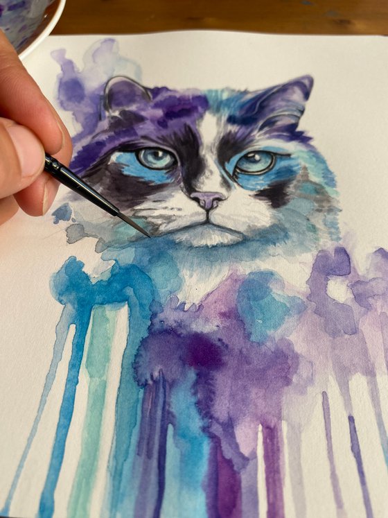 Colourful Cat Painting