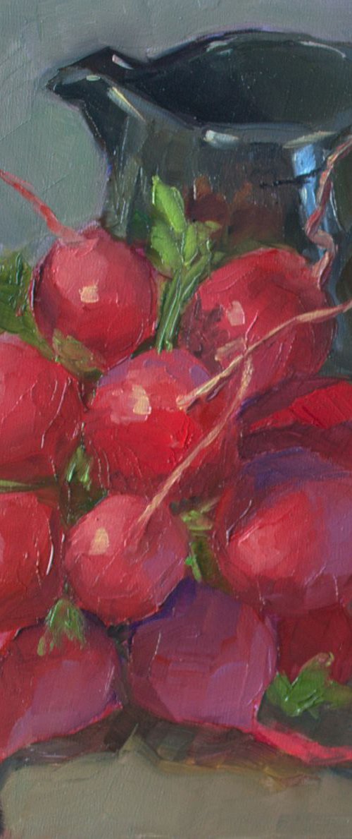 Kitchen Art - Red and Black Radishes - One of a kind artwork, Home decor by Nithya Swaminathan