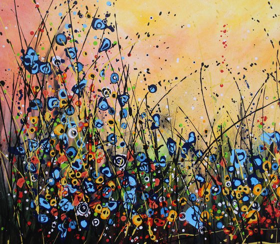 "Dream Land" - Large original abstract floral painting
