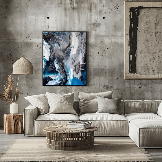 Silver Blue Abstract Canvas