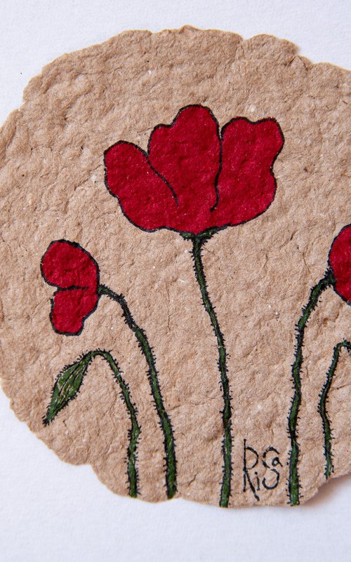 Poppies small drawing by Rimma Savina