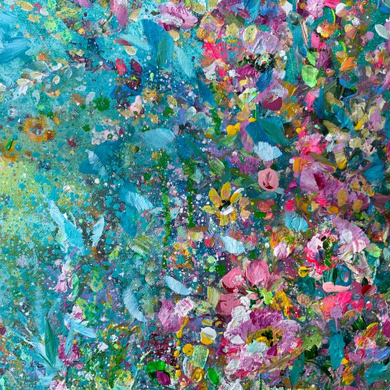 Pinks and Teal Abstract Floral