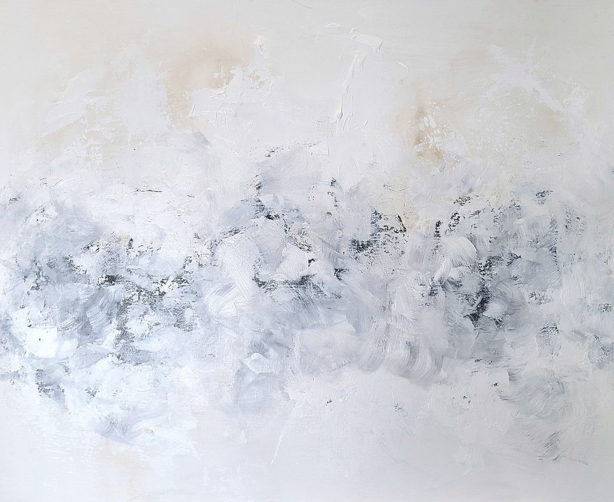 Organic Abstract Acrylic Painting By Kr Moehr, 30 X 24", Neutral Divine, Original Artwork