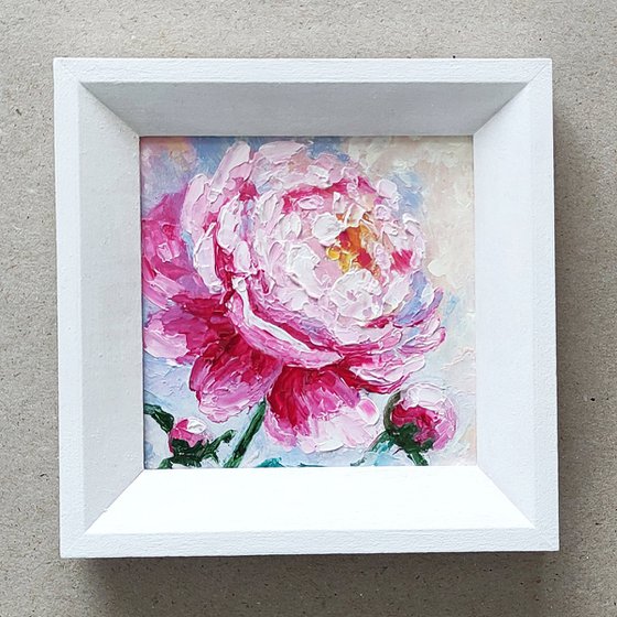 Peony framed painting