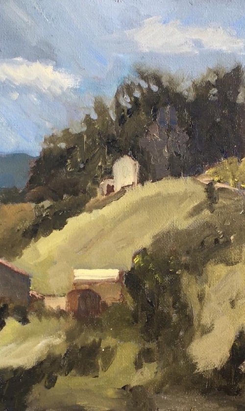 View from the terrace, Montelparo. An original oil painting by Julian Lovegrove Art