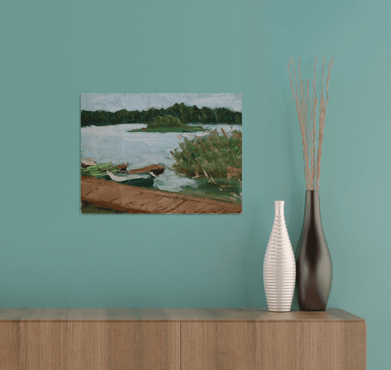 Beautiful Lake. Lilaste /  ORIGINAL PAINTING