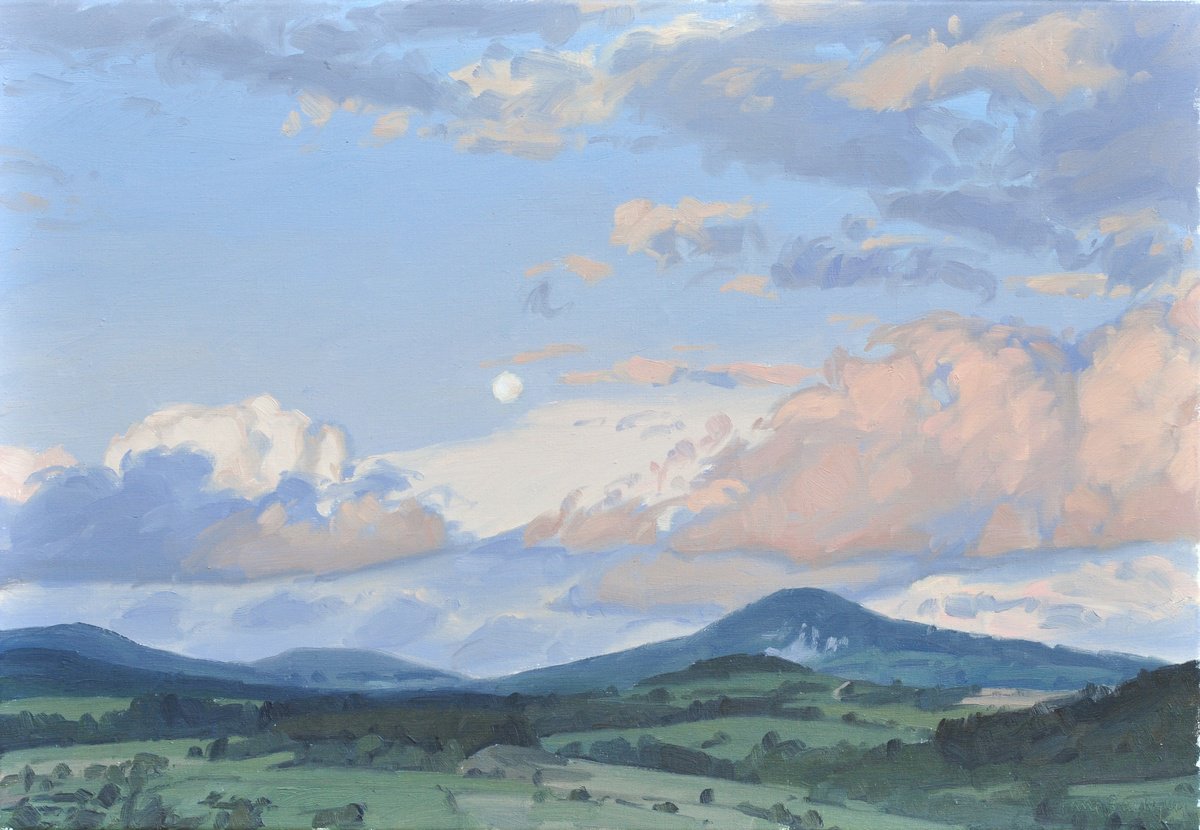 Moonrise over the mountains by ANNE BAUDEQUIN