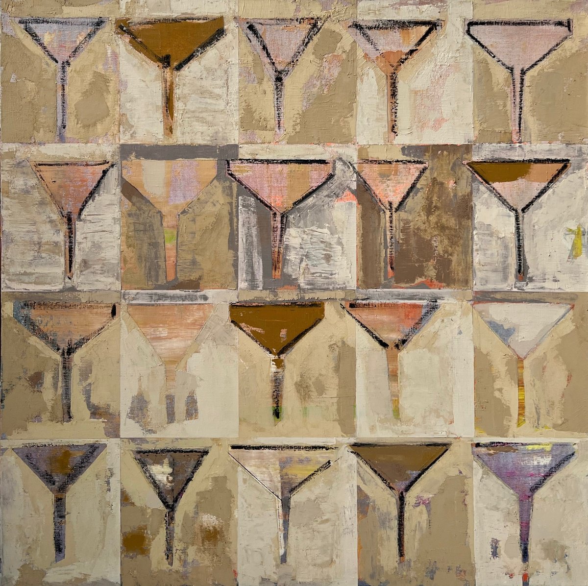 Geometric Abstract Oil Painting By Florina Breazu, 39 X 39, From Void To Void Ii, Original Artwork