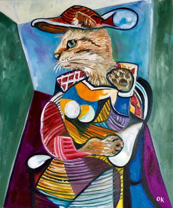 Cat version of Picasso painting FOR CAT LOVERS GIFT IDEA FELINE ART