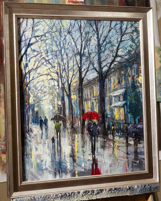 'London At Dusk' Oil Painting on Canvas Framed Ready to Hang