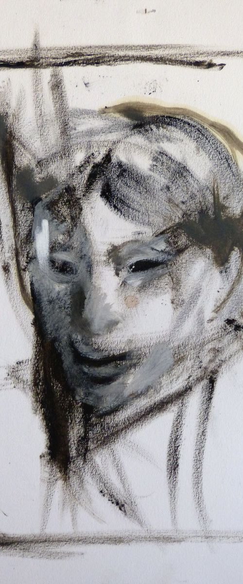 Portrait 18C35, oil on paper 41x29 cm by Frederic Belaubre