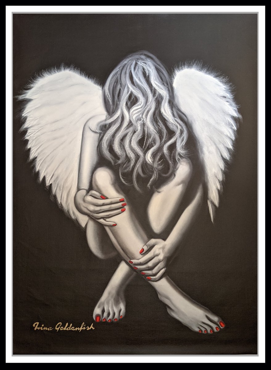 Photorealistic Portrait Oil Painting By Irinagoldenfish, 31 X 43, Descended From Heaven, Original Artwork