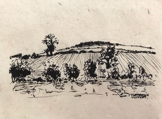 Landscape Ink Drawing - Norfolk