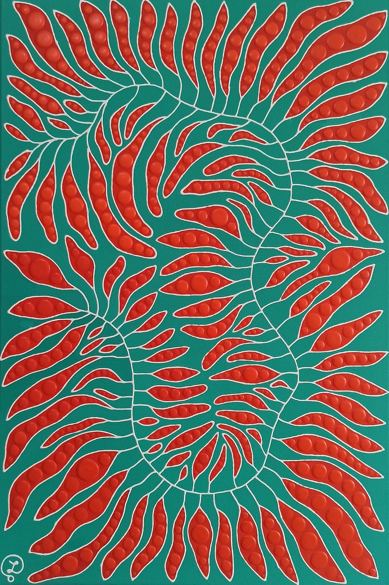 Expressive Botanical Acrylic Painting By Oxana Lazari, 16 X 24", Red Chilli, Original Artwork