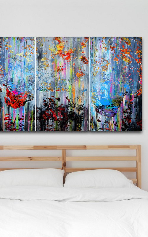 150x100cm. / Abstract triptych / Abstract 123 by Alex Senchenko