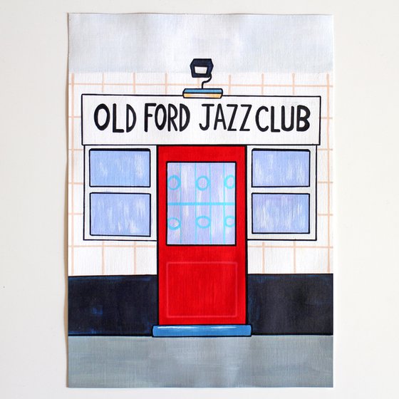 Old Ford Jazz Club, East London - Painting on Unframed A4 Paper