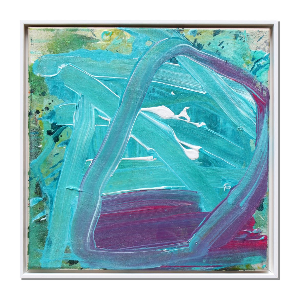 Expressive Painting , Cream Dream (Turquoise) By Daniela Schweinsberg, 17 X 17, Artwork For Sale On Artfinder