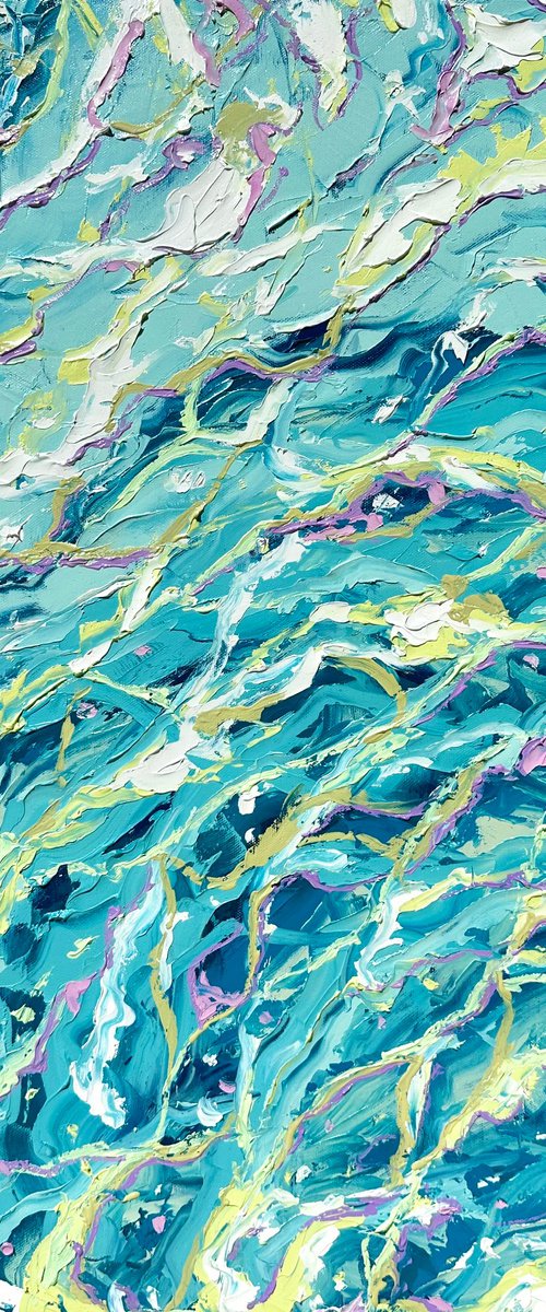 Ripple - oceanic / water abstraction impasto oil painting by Elena Adele Dmitrenko