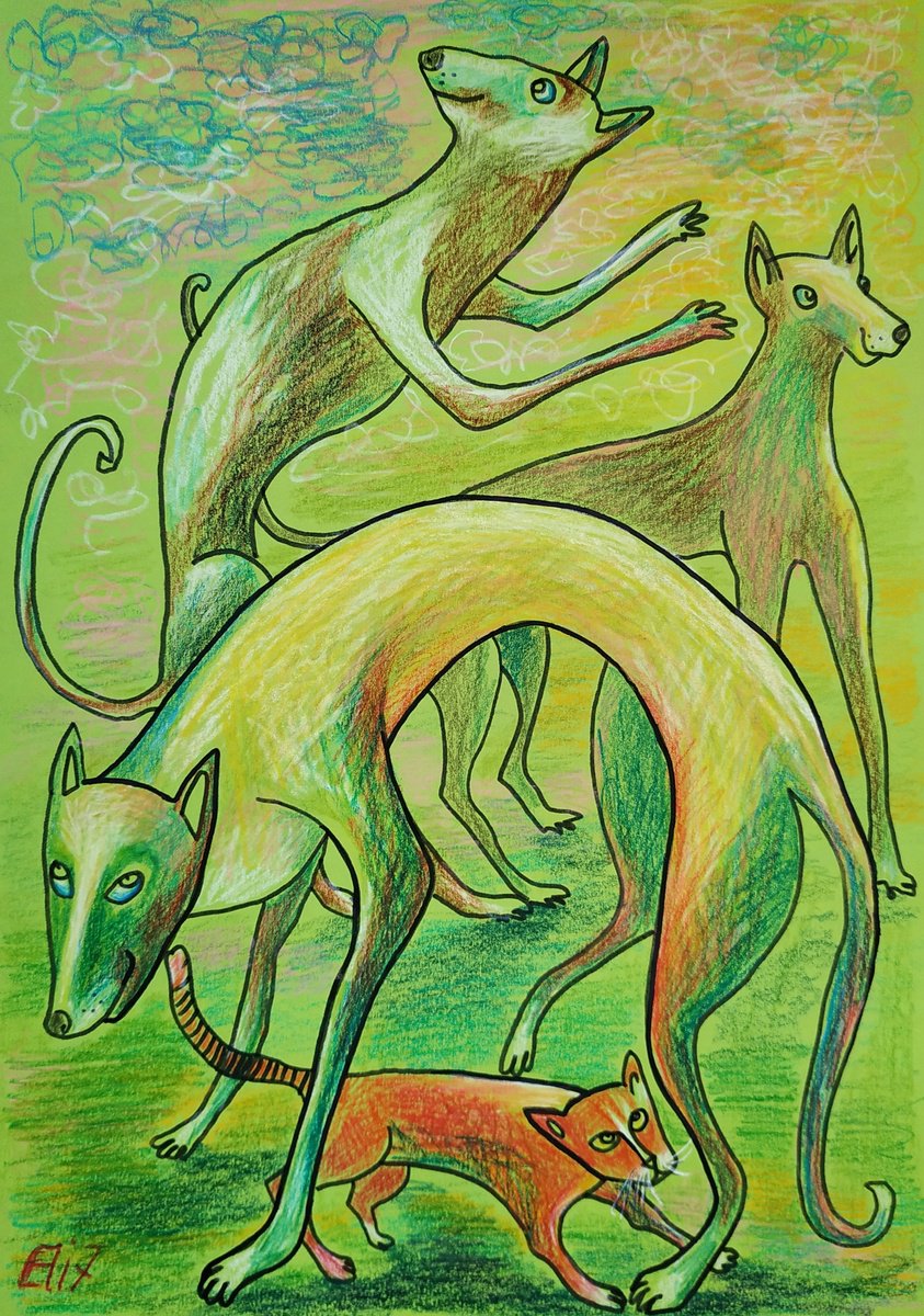 Expressive Animal Pencil Drawing By Elisheva Nesis, 9 X 13, Spring Animals, Original Artwork