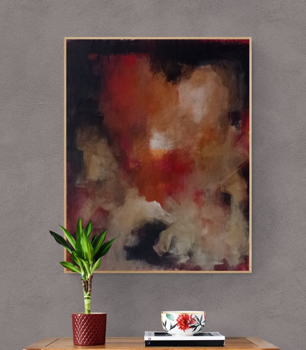 Abstract Acrylic Painting By Olena Karpenko, 33 X 41", Erde, Original Artwork