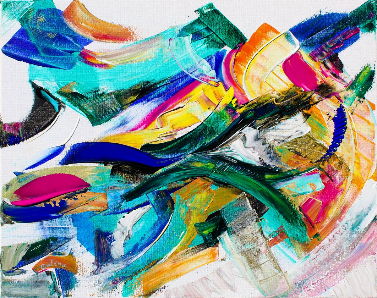 Expressive Abstract Acrylic Painting By Galina Victoria, 20 X 16, Presence, Original Artwork