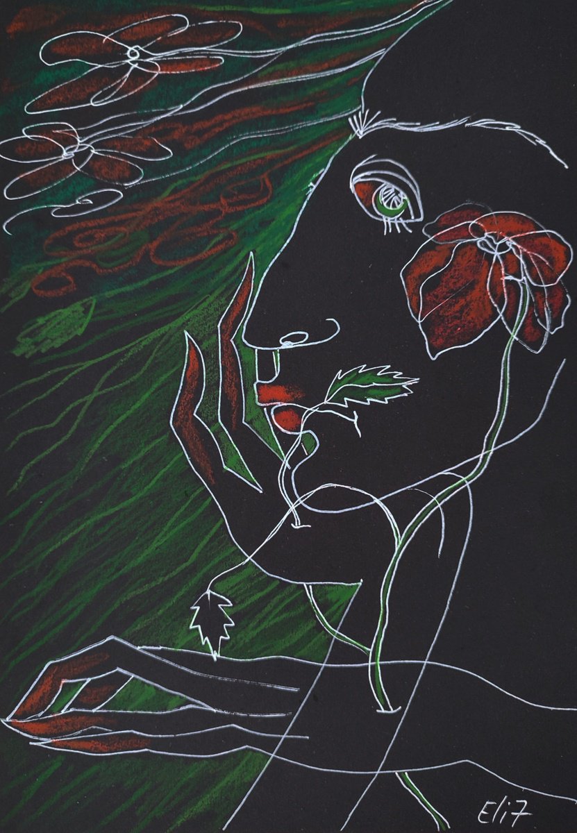 Surrealistic Drawing , The Main Flower By Elisheva Nesis, 9 X 13, Artwork For Sale On Artfinder