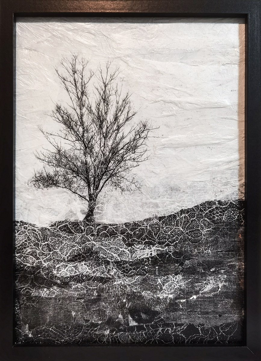 Landscape Collage By Roseanne Jones, 12 X 17", Solitary, Original Artwork