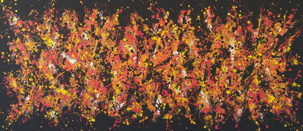 Expressive Abstract Acrylic Painting By Max Yaskin, 83 X 37", Expression 2 By M.y., Original Artwork