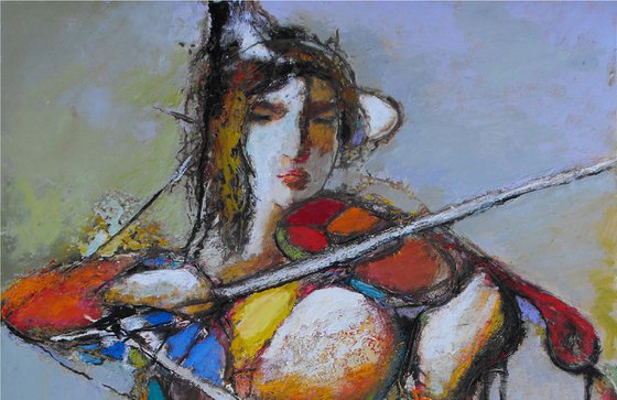 The violinist (50x70cm, oil/paper, ready to hang)