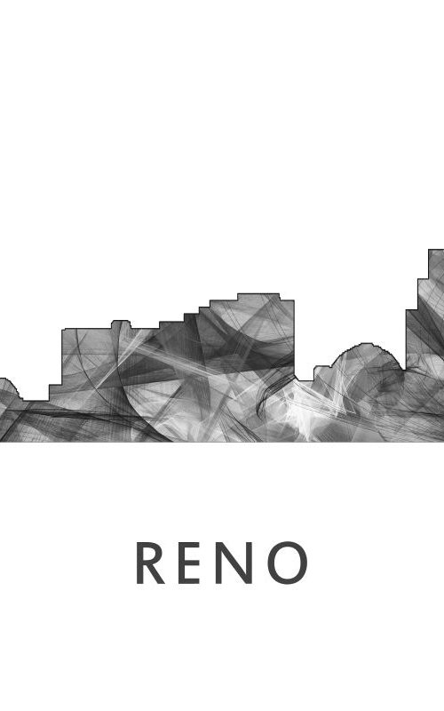 Reno Nevada Skyline WB BW by Marlene Watson