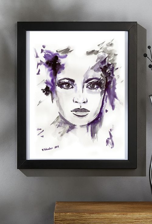 Abstract Watercolour woman portraits series. Anna by Yulia Schuster