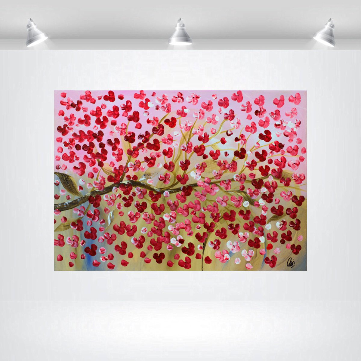 Abstract Botanical Acrylic Painting By Edelgard Schroer, 28 X 20, Blossom Symphony, Original Artwork