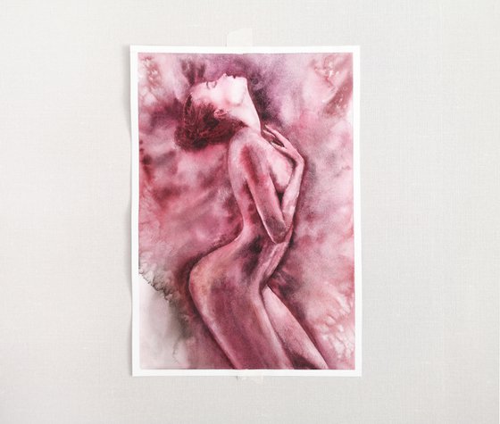 Nude sensual women watercolor painting