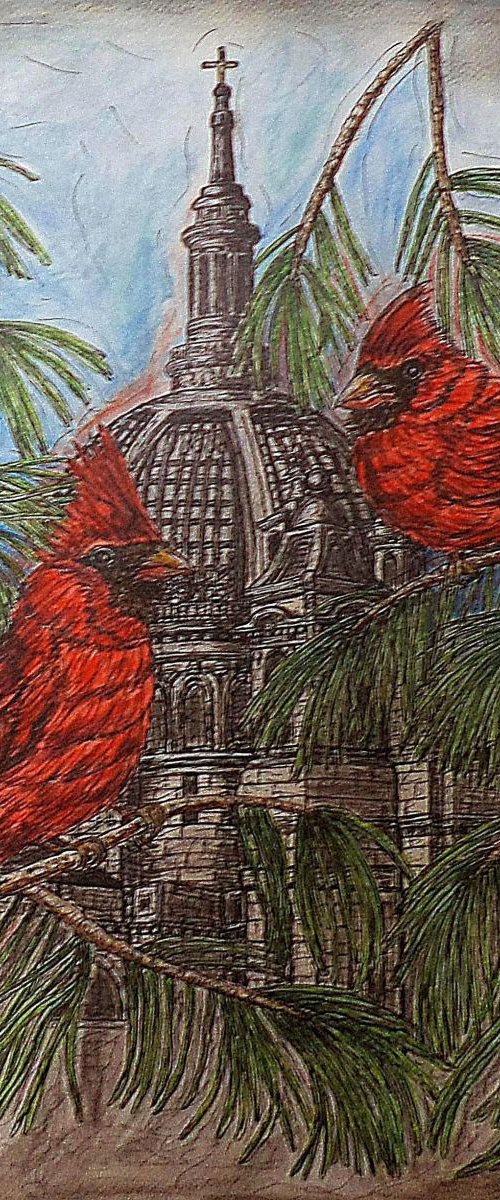 The Cardinals Visit St.Pauls' Cathedral by Kim Jones Miller