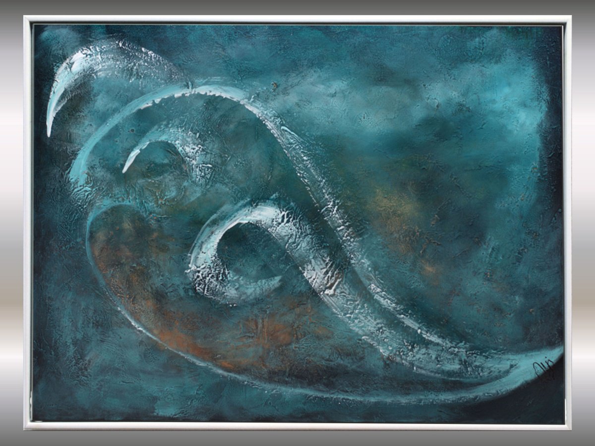 Abstract Acrylic Painting By Edelgard Schroer, 33 X 25, Whispering Gold, Original Artwork