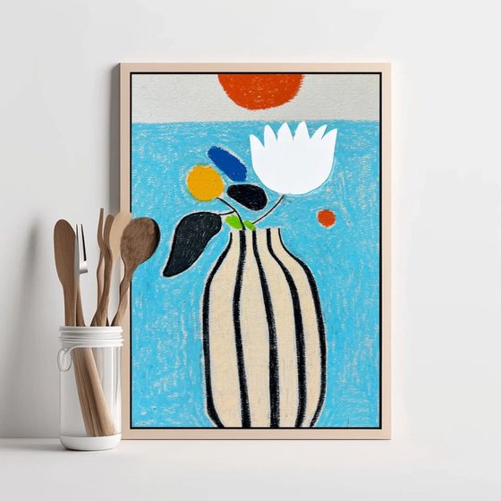Striped Vase Floral Art