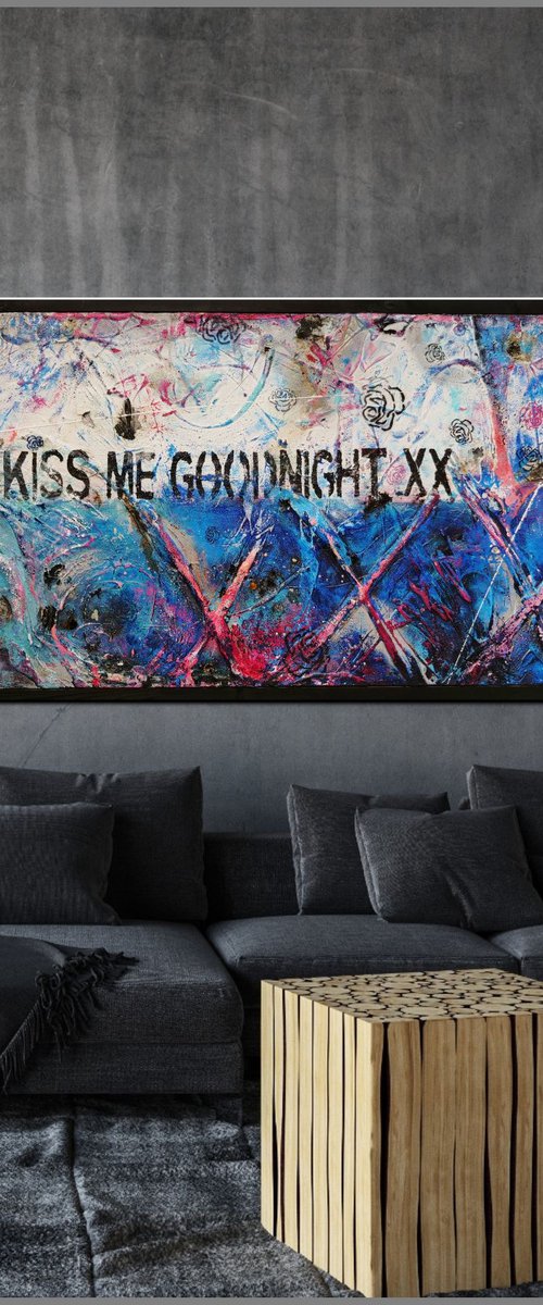 Always Kissing Blue 200cm x 80cm Blue Urban Pop Art by Franko