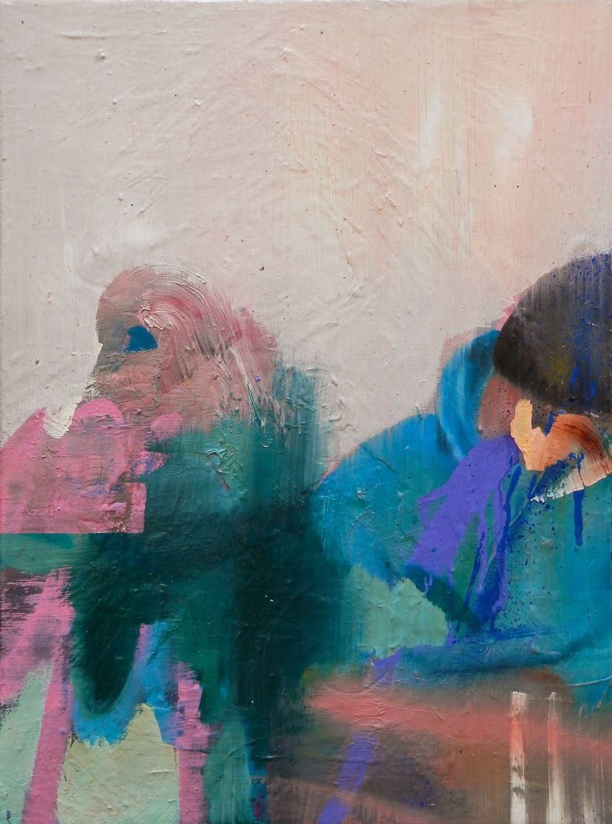 Urban And Pop Portrait Oil Painting By Milos Hronec, 12 X 16", Drink And Chill 2, Original Artwork