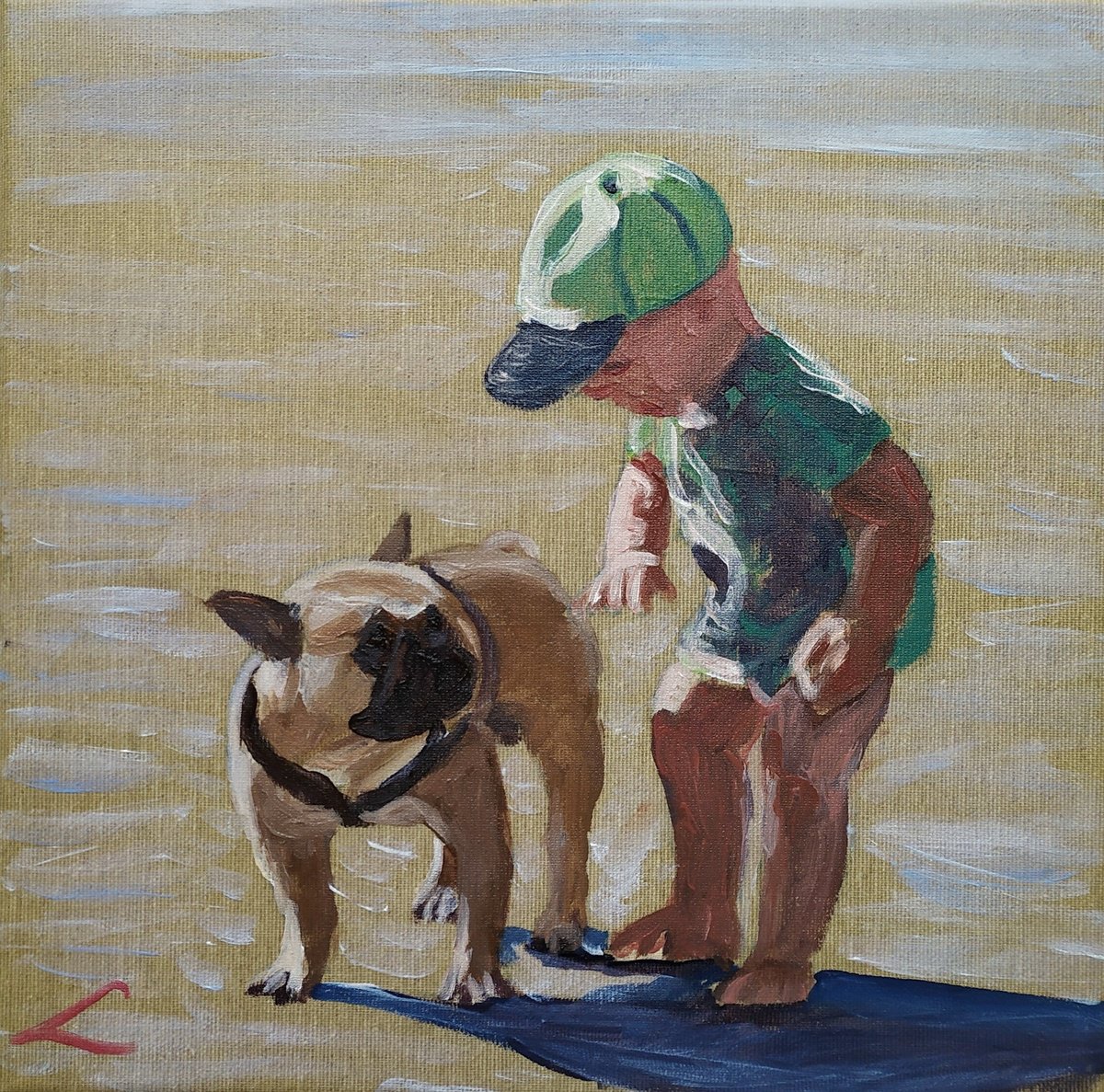 Friends At The Beach 2 By Elena Sokolova, 12 X 12, Artwork For Sale On Artfinder