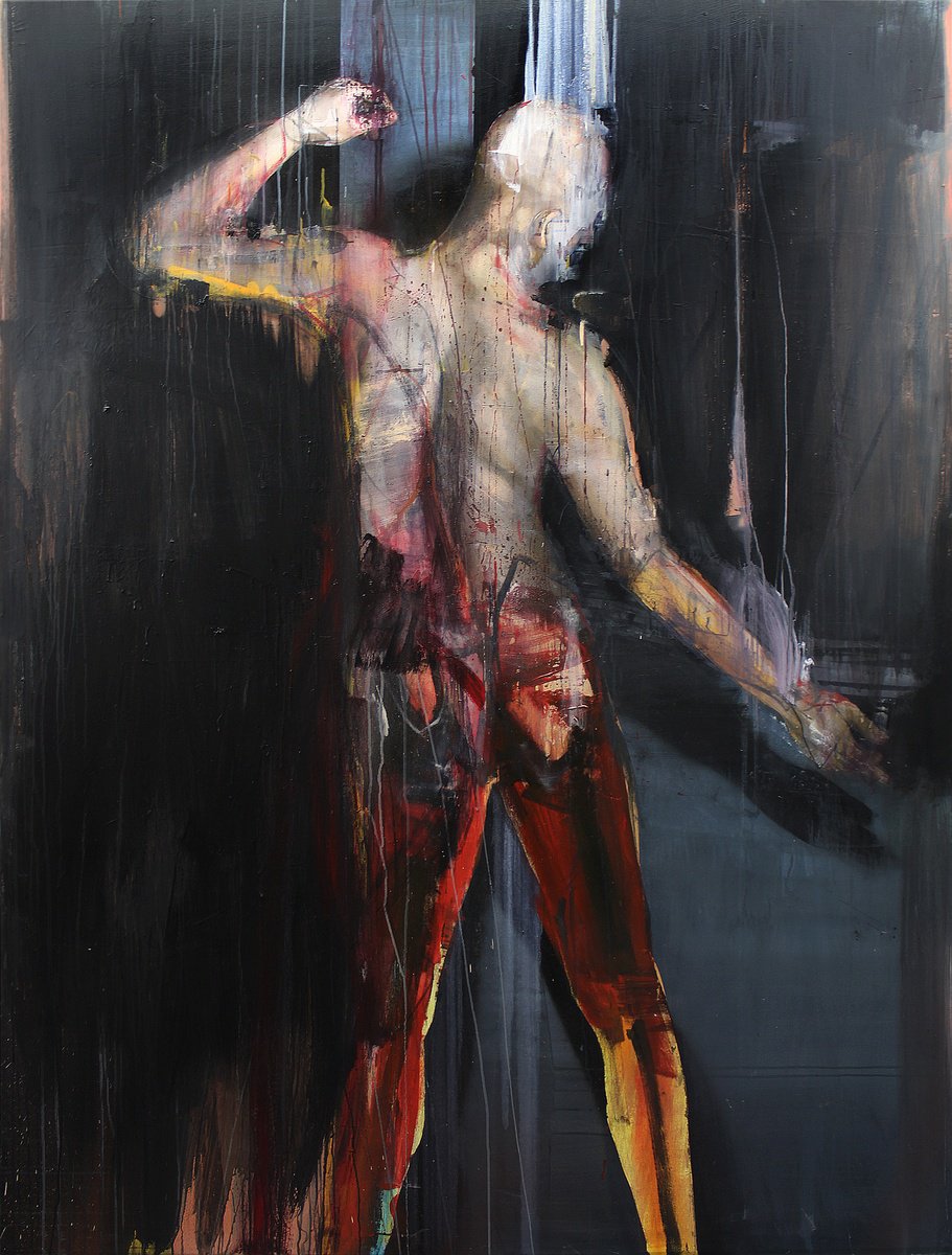 Expressive Portrait Oil Painting By Milos Hronec, 59 X 79", The Crazy Beauty Of Finality, Original Artwork