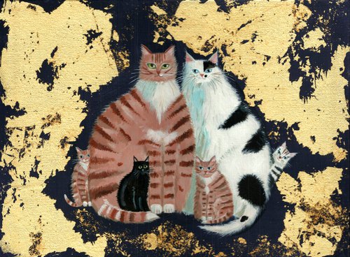 Feline Family portrait by Mary Stubberfield